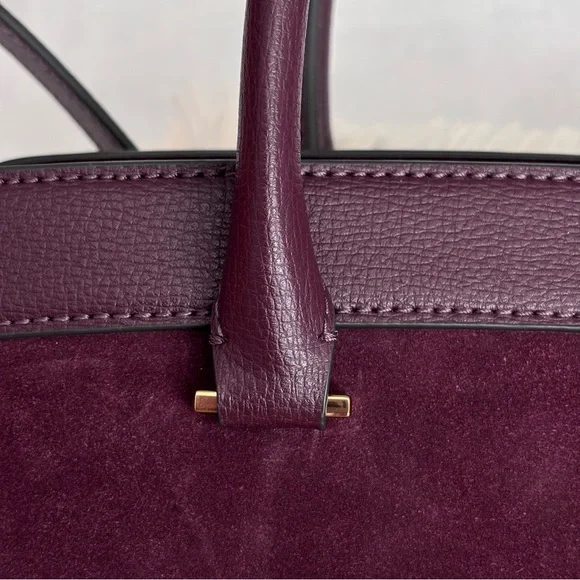 KARL LAGERFELD Simone Suede Leather Top Handle Raisin Satchel Crossbody--NWT - Picture 8 of 16